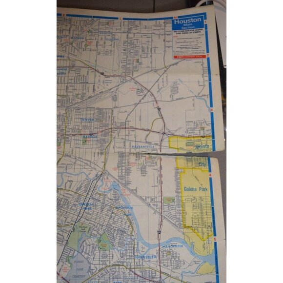 Vintage 1979 Exxon Houston Vicinity Road Map With Points Of Interest Highlighted - Picture 8 of 10